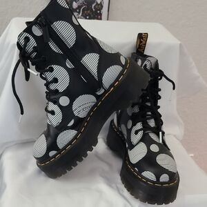 Dr Marten Jadon Platform Black with White Circles